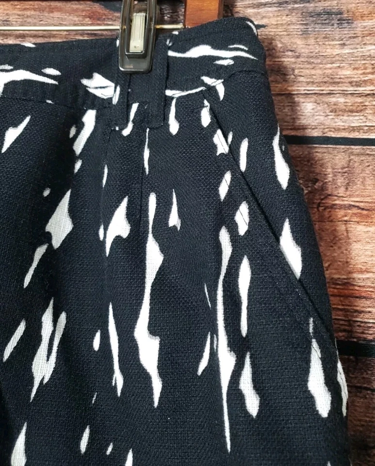 Falda Lápiz East 5th Talla 14 Negra Blanca Estampado Abstracto Algodón Forrada Cremallera Trasera  Foto 4 de 4