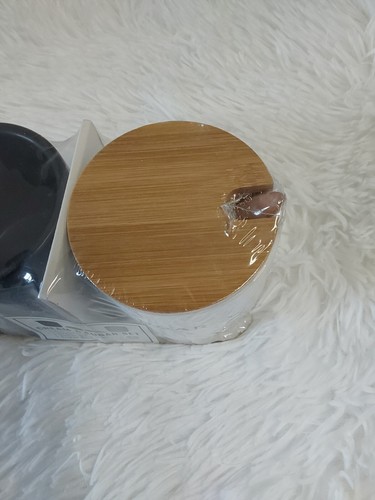 Target Black & White 4-Piece Farmhouse Cream & Sugar Set W/Wooden Lid & Spoon - Picture 4 of 5