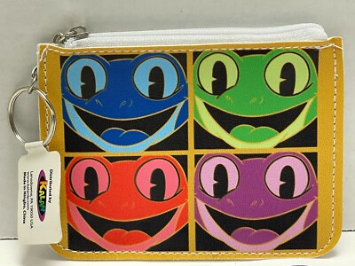 BRAND NEW Rainforest Cafe Rainbow Cha Cha Zippered Coin Pouch ID Holder Keychain