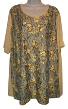 Lori Goldstein LOGO Lounge French Terry Top Printed Lace Front Size 3X A290479