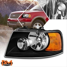 For 03-06 Ford Expedition Factory Style Driver Side Black Amber Headlight/Lamp