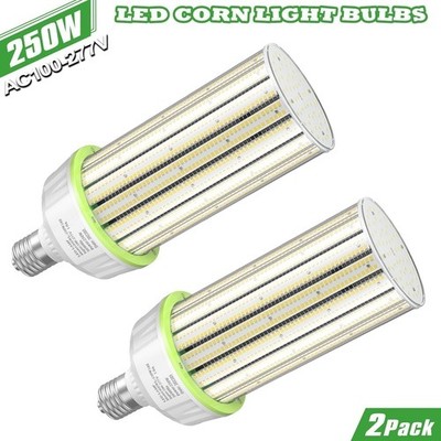 2Pack 250W LED Corn Light Commercial Warehouse Shop Light E39 Mogul Base 37500lm