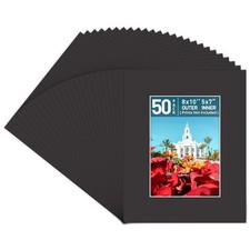 Golden State Art Pack of 50, Acid-Free Black Pre-Cut 8x10 Picture Mat for 5x7...