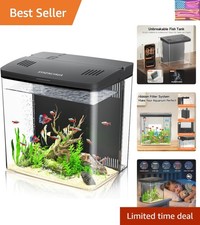 Desktop Fish Tank, 1.2 Gallon Self-Cleaning Smart Aquarium with Filter 5-Co...