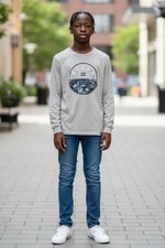 Billabong Mens Long Sleeve Graphic Shirt Medium Gray Skate Surf Style Calif