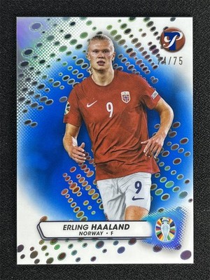 2023 Topps Pristine Road To UEFA Euro Erling Haaland #118 Blue Refractor /75