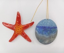 Starfish Ornament Lot Of 2 Beach Marine Ocean Sea Glass Plastic 3-4"