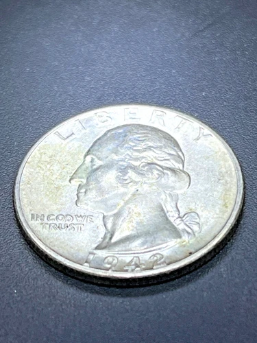 1942 Washington Quarter AU/UNC 90% Silver 25c Coin U.S GOOD DETAILS # RPD41