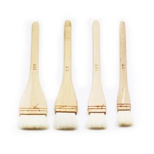 Paintbrush Set 4 PCS Flat Hake Brushes with Soft White Goat Hair for Watercol