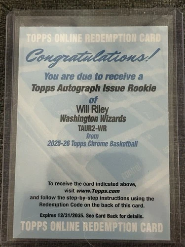 2025 Topps Chrome Will Riley Refractors (RAW)