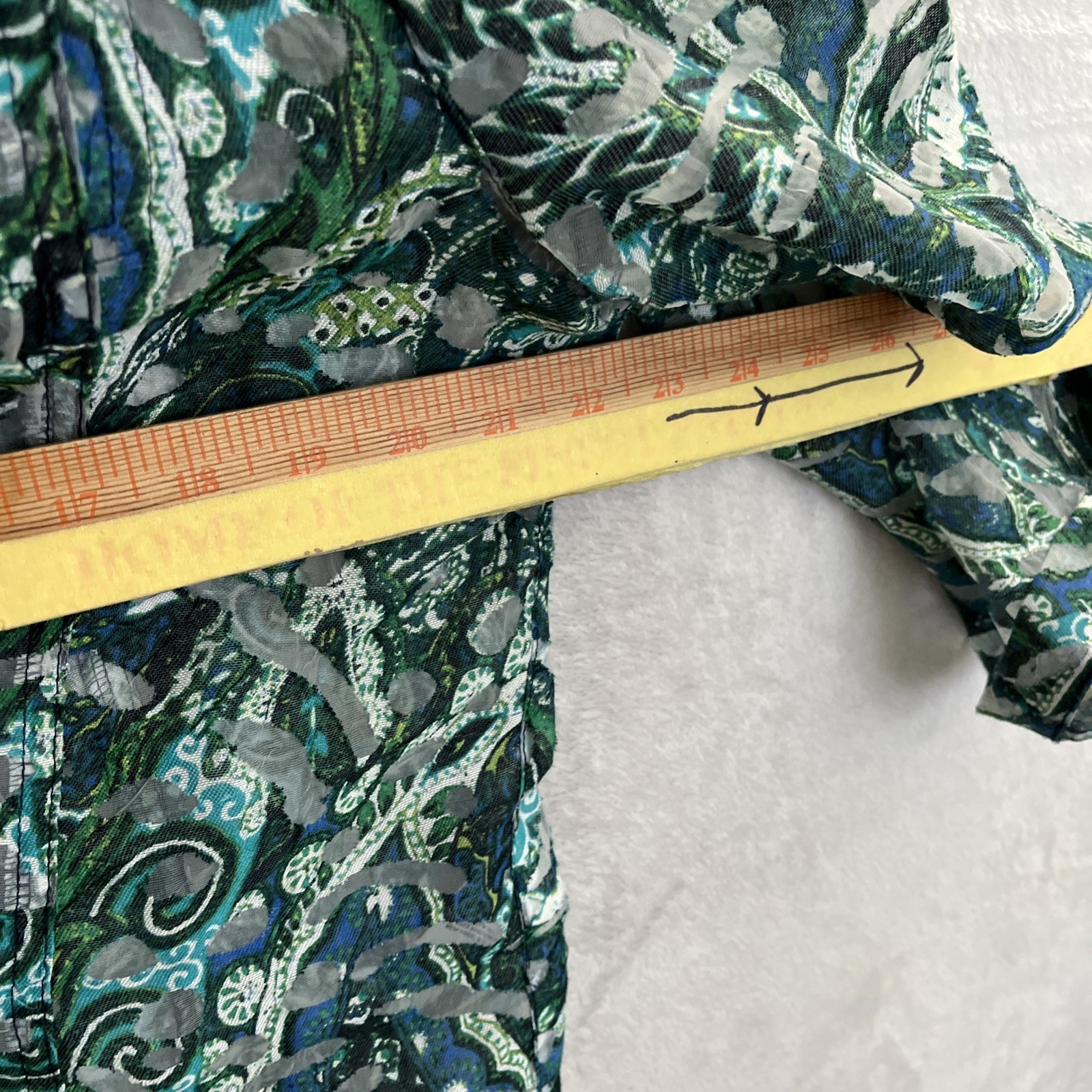 Ruby Rd Womans BUtton Up Top Green Geometric 14 L… - image 6