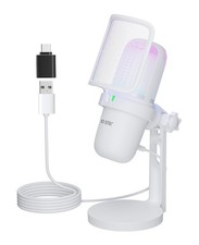 USB Microphone for PC,White Mini Mic for PS4/ PS5/ Mac,Computer Gaming Conden...
