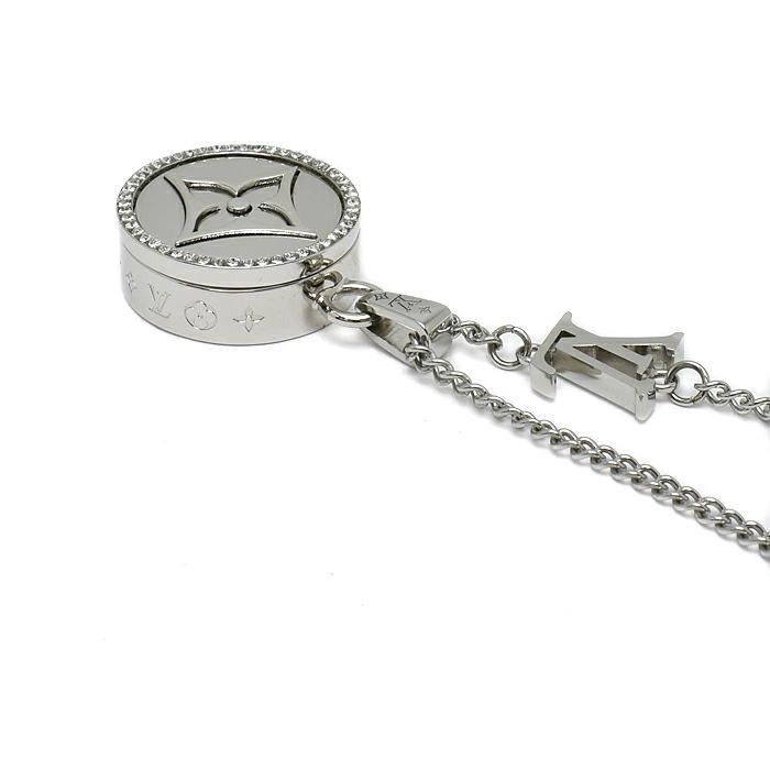 LOUIS VUITTON Twisted Flower Monogram M00916 Metal Pendant Necklace Silver thumbnail 8