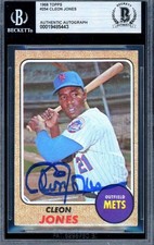 Cleon Jones Beckett BAS Signed 1968 Topps Autograph Mets