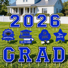 Graduation Decorations 12Pcs Waterproof Blue Graduation Yard Signs Class of 2026