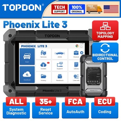 2026 TOPDON Phoenix Lite 3 Bidirectional OBD2 Scanner Diagnostic Tool ECU Coding