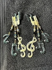 Lunch at the Ritz RARE VINTAGE MUSIC notes Dangle Drop Earrings Garden Party Col