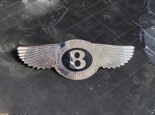 Early Bentley Car Bonnet Hood Badge Brass Metal Enamel Wing