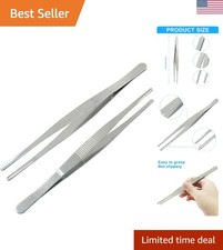 2 Pcs 8 Inch Stainless Steel Forceps, Straight Metal Tweezers General Applica...