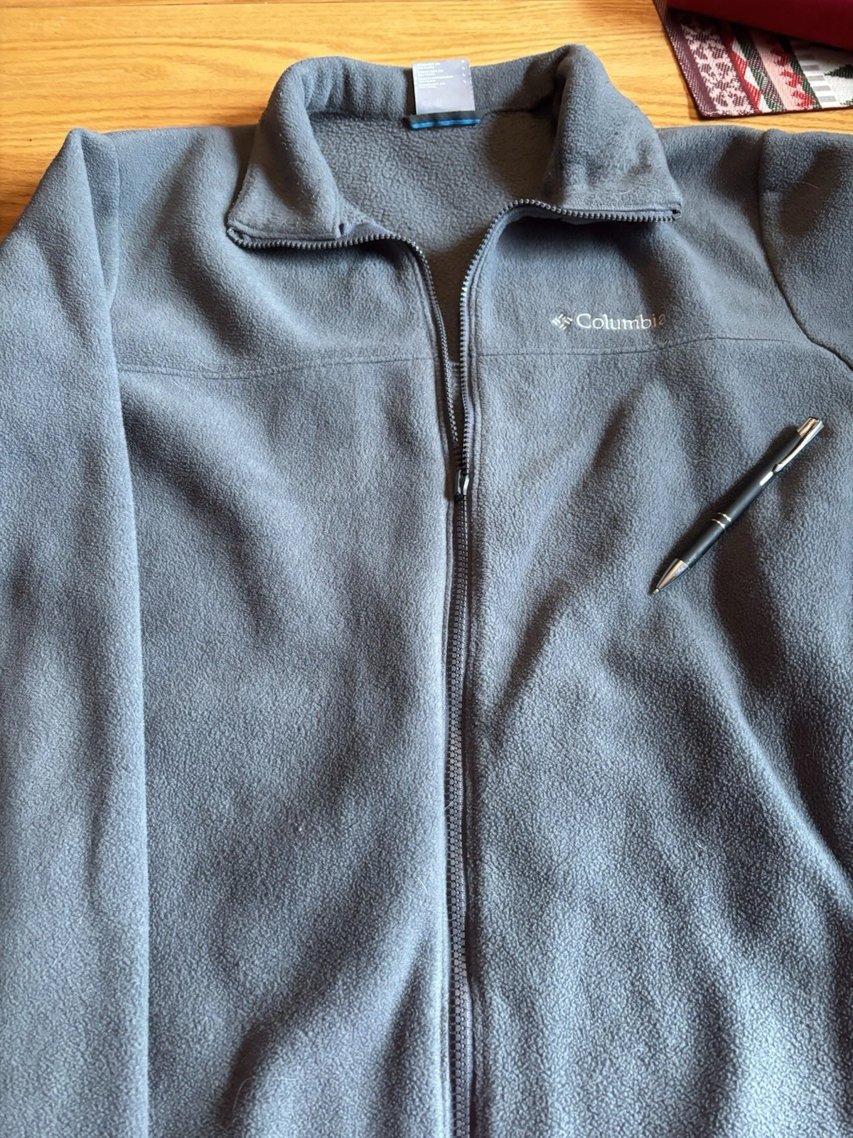 Columbia Full Zip Fleece Jacket L Gray Classic Outdoor 2 Front Zipper Pockets