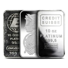 10 oz Platinum Bar (Varied Condition, Any Mint) Random Brand