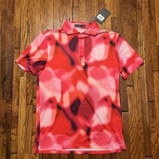 G/FORE Men  s Polo Shirt Allover Short Sleeve Size Small Red NWT