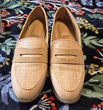 Kelly & Katie Women's Beige Woven Slip-On Loafer Flats Almond Toe 7 M