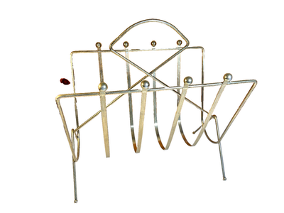 Vintage Mid Century Modern Magazine Rack Atomic Chrome Metal