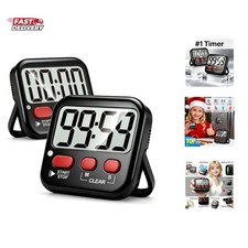 2 Pack Digital Timer for Kids, Magnetic Countdown Kitchen Timers for Cooking,...