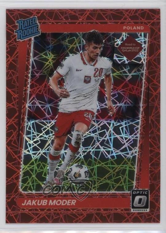 2021 Donruss Road to Qatar Rated Optic Red Velocity Prizm Jakub Moder Rookie RC