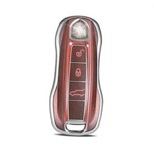 Soft TPU Car Key Shell Case Protector Compatible with Porsche 911 Red--Matte
