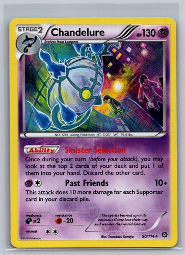 Chandelure 50/114 Holo Rare Steam Siege Pokemon Lightly Played