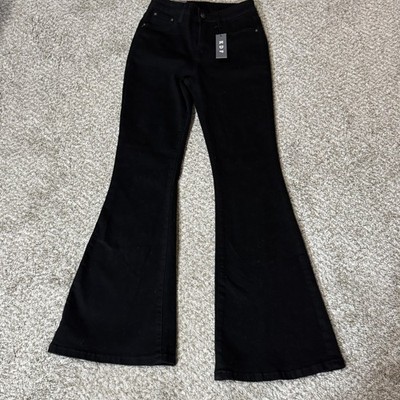 KDF Flare Jeans Women's Size 2 High Rise Bell Bottom Denim Black NEW