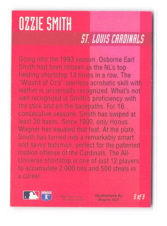 Fleer Ozzie Smith Pro-Visions 1994 5 insertos Cardenales de San Luis Foto 2 de 2