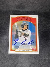J.C. Correa 2021 Topps Heritage Minors #152 Fayetteville Woodpeckers Signed Card