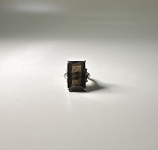 Vintage 925 Sterling Silver Large Smoky Quartz Ring / Size 7.75