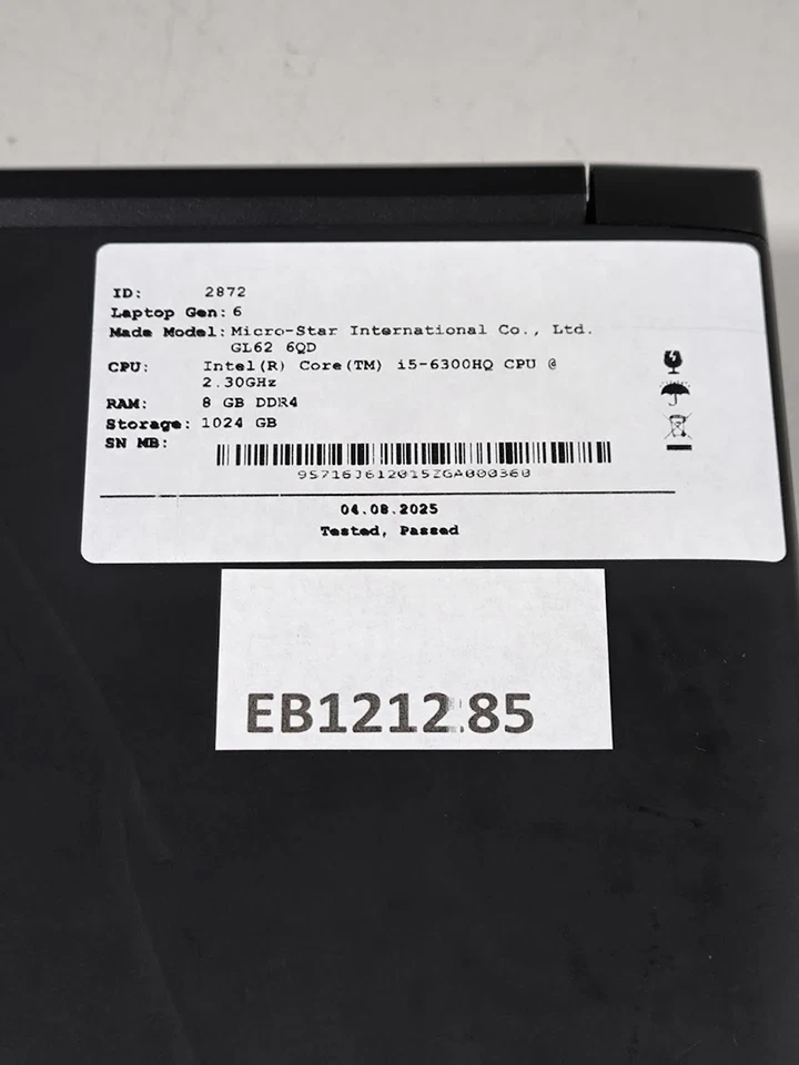 MSI GL62 6QD Laptop i5-6300HQ Gen 6 - 8GB RAM - 1024 GB - Runderneuert, Nein OS - Bild 3 von 4