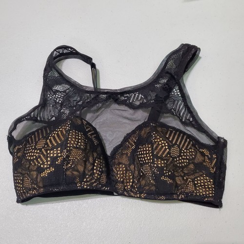 Calvin Klein Women Bra Medium Black Bralette Lightly Lined Sheer Crop