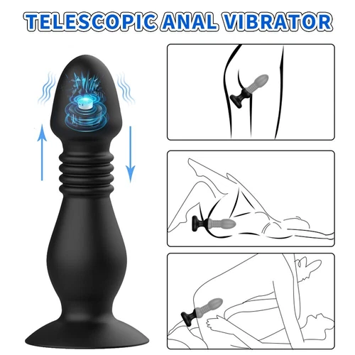 Ricaricabile-Spinta-Telescopico-Vibratore-Massaggio-Per-Uomo-Donna-Telecomando- - Foto 4 di 12