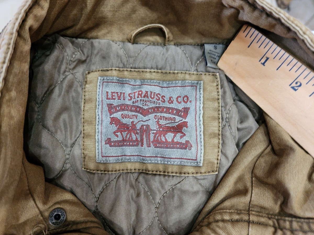 Levi's Work Chore Khaki Duck Canvas Style Jacket Zip & Snaps