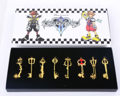 8pcs Set Kingdom Hearts 2 Keyblade Necklace Pendant Keychain