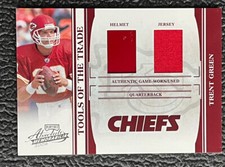 🔥TRENT GREEN 2006 TOTT RED DOUBLE MATERIALS GAME USED HELMET JERSEY #'D /77!🔥