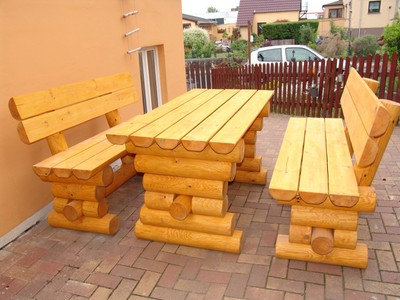 Rustikale Garten Garnitur Lotta Sitzgruppe Rund Holz Massiv Tisch Banke Ebay