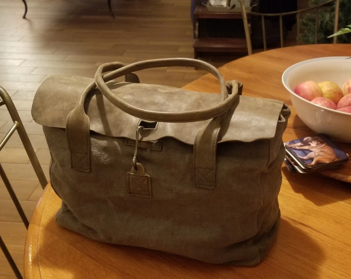 OOAK Tagliovivo Guidi Artisan Leather Linen Doctor Bag Tote Handmade in Italy