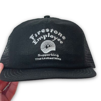 帽子 Firestone 80's Trucker Hat Made in USA Vintage Firestone Snapback Patch Mesh Trucker Hat 80s