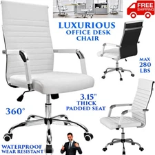 OFFICE LEATHER CHAIR HIGH BACK COMPUTER DESK ROLLING SWIVEL EXECUTIVE LUXURIOUS