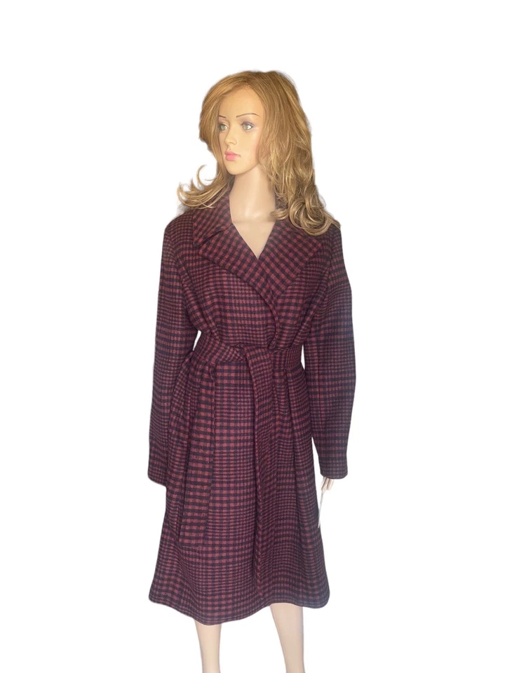 ANNE KLEIN Wool Blend wrap Belted Notch Collar Coat size 12 - Image 3 of 4