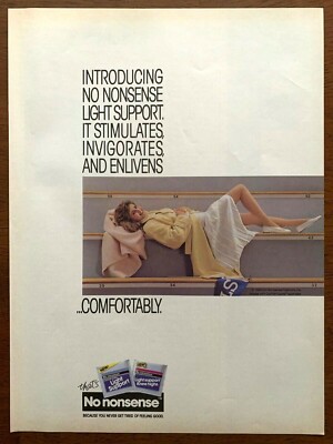 1985 No Nonsense Knee Highs Vintage Print Ad/Poster 80s
