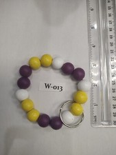 Wristlet Keychain Wooden Beads Handmade W-013