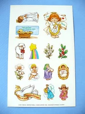 VINTAGE 1989 INSPIRATIONAL CHRISTMAS STICKERS 1 BIG SHEET CURRENT